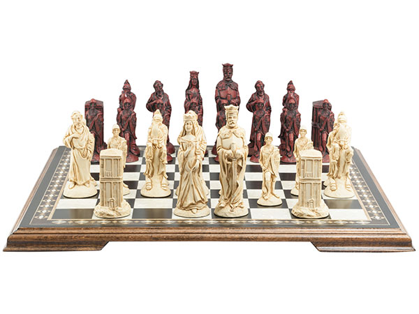 King Arthur Chess Pieces and Walnut Design Chess Board Chess Set Camelot 