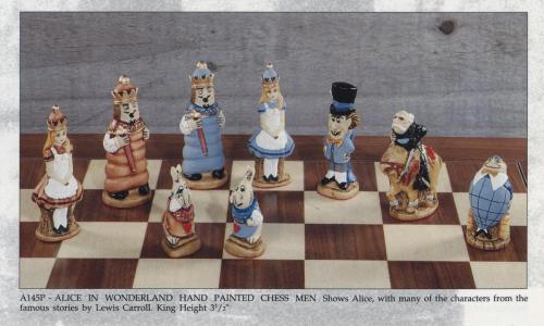 A145P - Alice In Wonderland Handpainted Chessmen