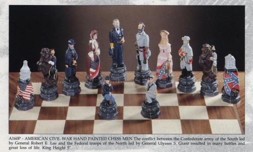 A160P - American Civil War Handpainted Chessmen