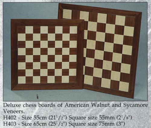 H402 - American Walnut & Scyamore Deluxe Chess Board 55cmH403  - American Walnut & Scyamore Deluxe Chess Board 65cm