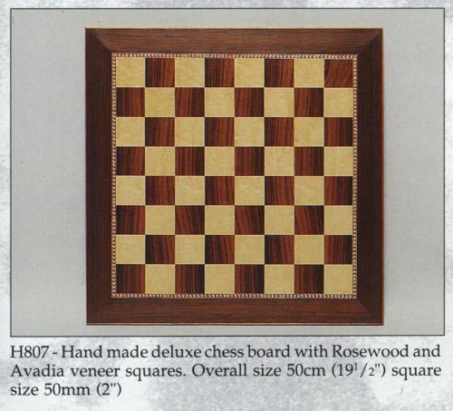 H807 - Rosewood & Avadia veneer Chessboard 50cm