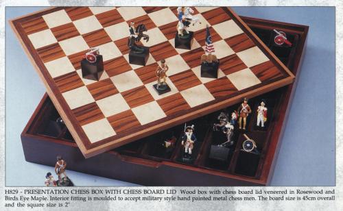 H829 - Presentation Chess Board Rosewood & Birds Eye Maple  45cm.