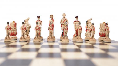 Studio Anne Carlton Battle of Waterloo British Hand Made Chess Set English face on